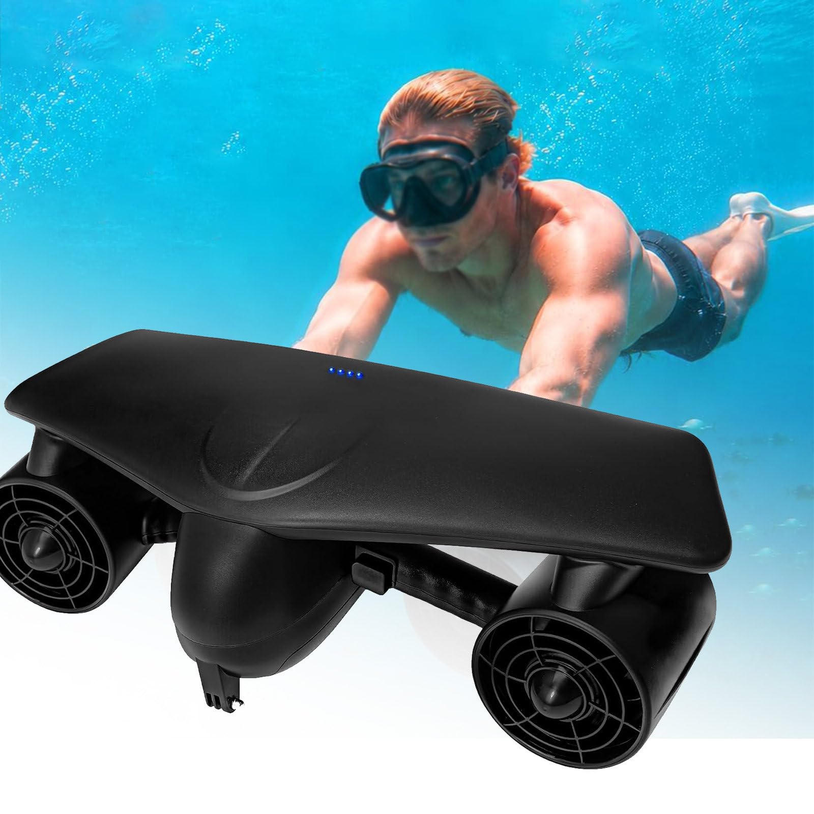 GIZMIT 30 Minutes Water Scooter, Dual Motor Underwater Scooter, Action Camera Mount, Submersible Device for Diving and Snorkeling Black