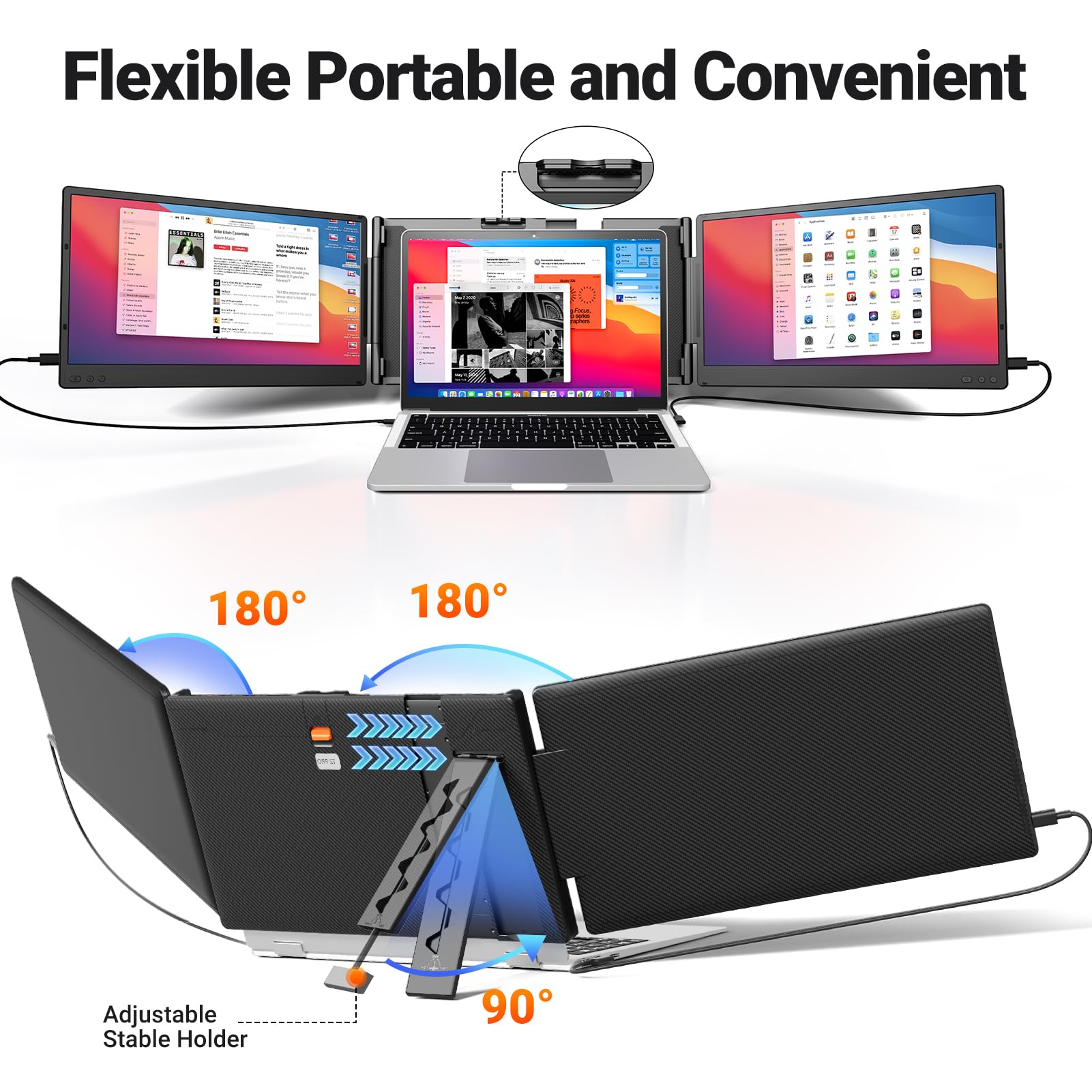 Cevaton Laptop Bildschirm Erweiterung, 14 ”FHD 1080p IPS Tragbarer Monitor für 13-16,1", Stecker und Spielen Sie Laptop-Monitor, Laptop-Bildschirmverlängerung kompatibel mit MAC, Siegen, Dex, Chrome