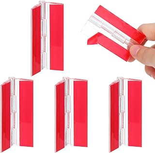 4 Pcs Self-Adhesive Clear Acrylic Hinge Plastic Transparent Folding Hinges Continuous Piano Hinge for Cabinet Aquarium Lid Furniture Display Stand DIY Crafts 65 × 40 mm