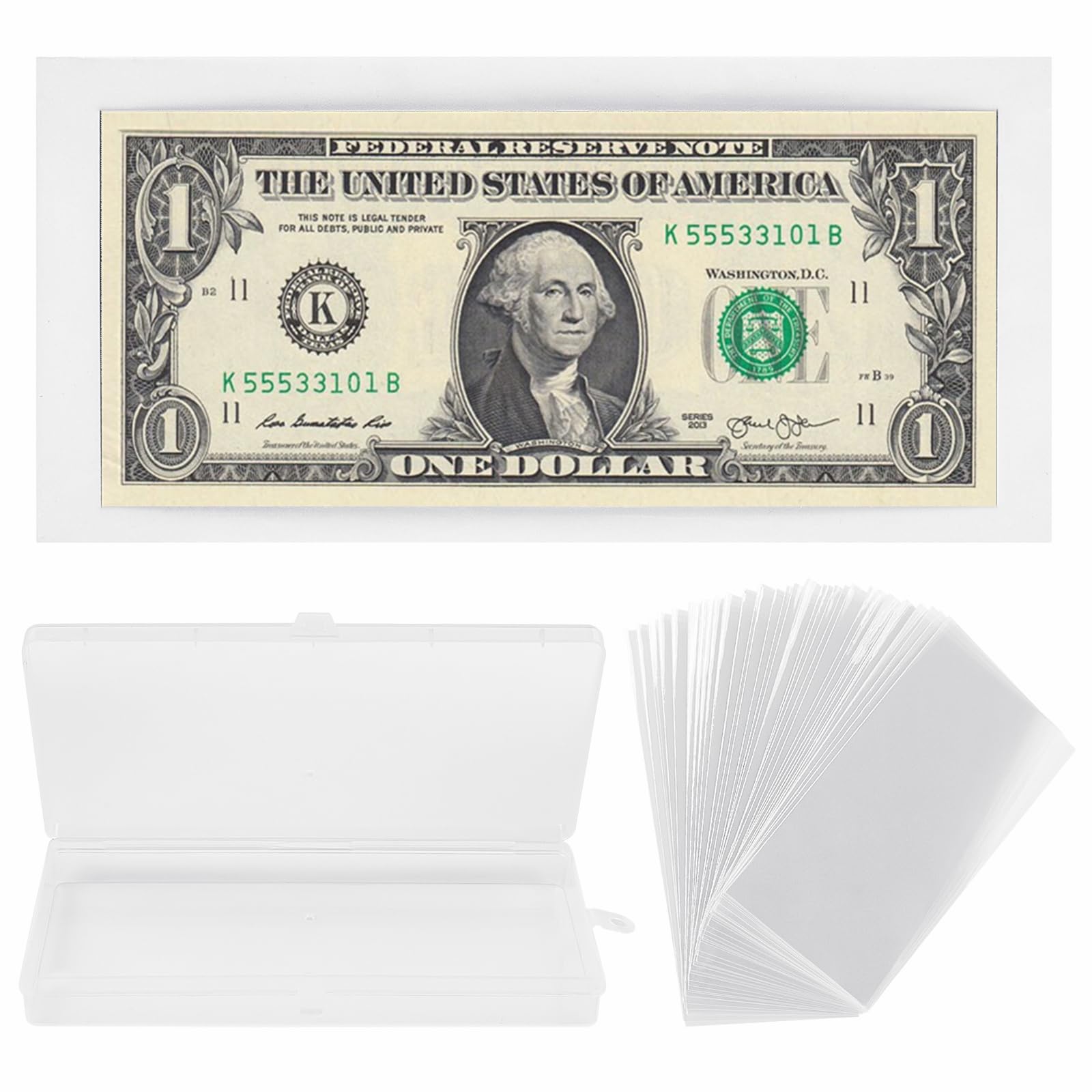 Buy Clear Paper Money Holders for Collectors 100 Pieces Transparent