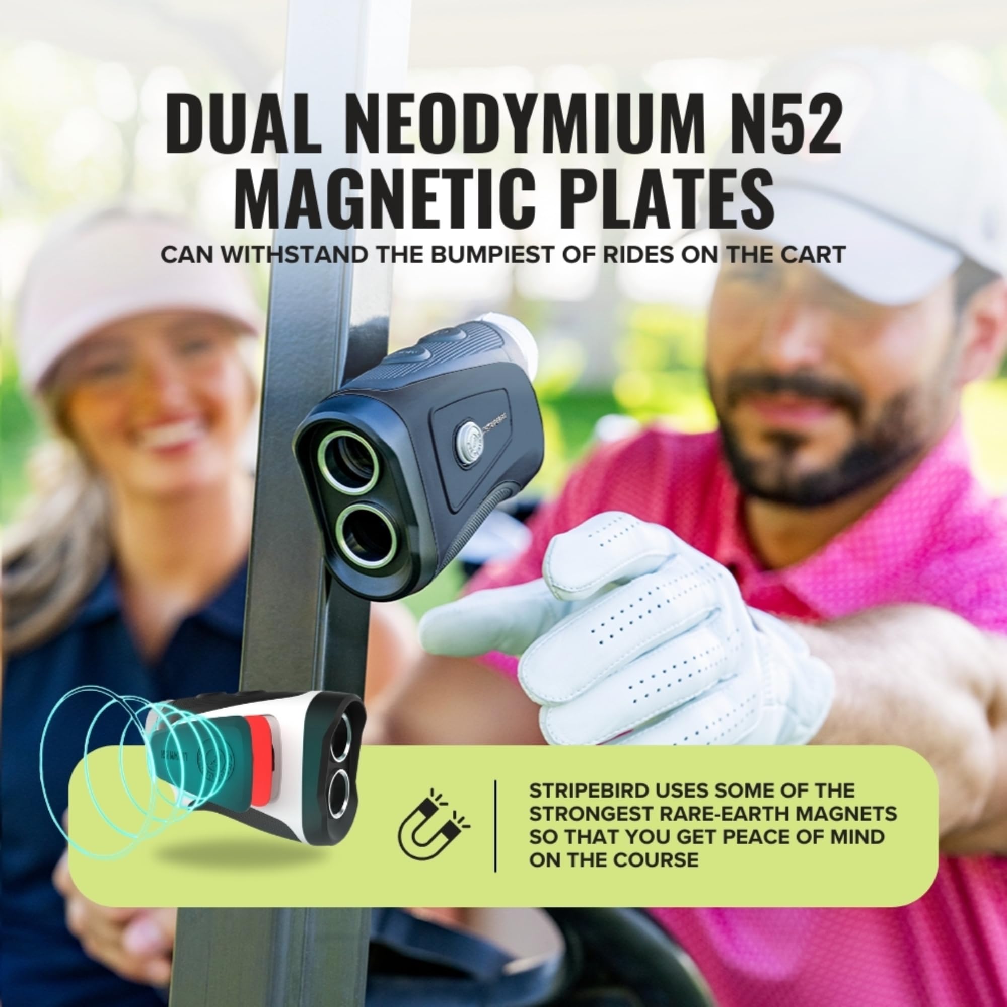 Pro Tour - Telémetro de golf con pendiente, buscador de rango de golf con imán ultra resistente, telémetro láser con tecnología de pendiente y vibración de bloqueo de mástil de bandera