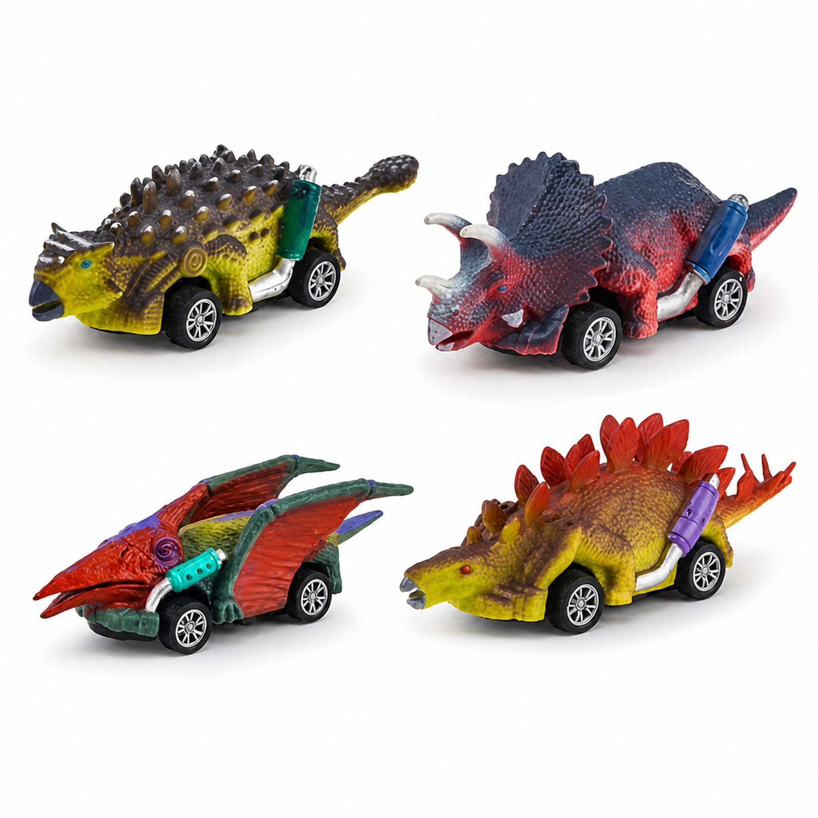 4Pcs Dinosaur Car Pullback t0y Set, Dinosaur Cars Pull Back Cars for Gift