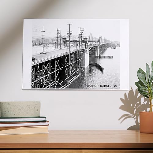 Miniatura 9 de Lantern Press 8x12 Inch Art Print Wall Decor, Ballard, Seattle, WA, Ballard Bridge