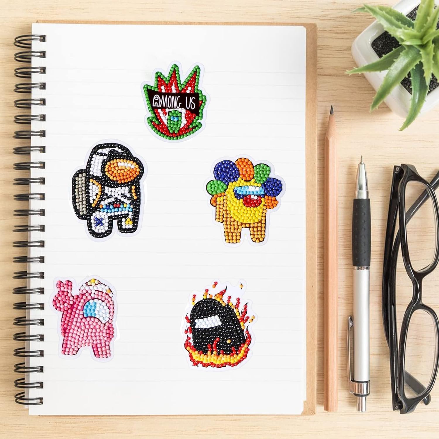 QCHMM Diamond Painting Kits Enfant, 36 Pièces 5D Diamant Licorne Crème Glacée Autocollant, DIY Diamant Painting Art Mosaïque Pour Enfants Et Débutants Adultes