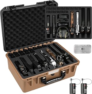 Pistol Gun Case for Multi Handguns - Hold Multiple Pistols & Magazines, Pre-cut Waterproof Hard Shell Gun Box, TSA Approved Pistol Case for SIG Sauer, Smith & Wesson, for Colt, for Revolver, for Glock