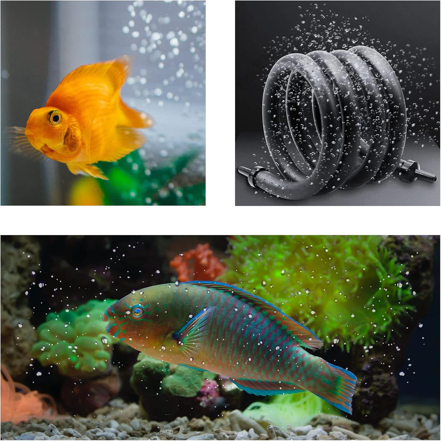 Aquarium Flexible Rubber Wall Air Curtain Bubble Tube for Fish Tank Soft Rubber Tube Hose Oxygen Diffuser Tube 120cm/47.2“ Length
