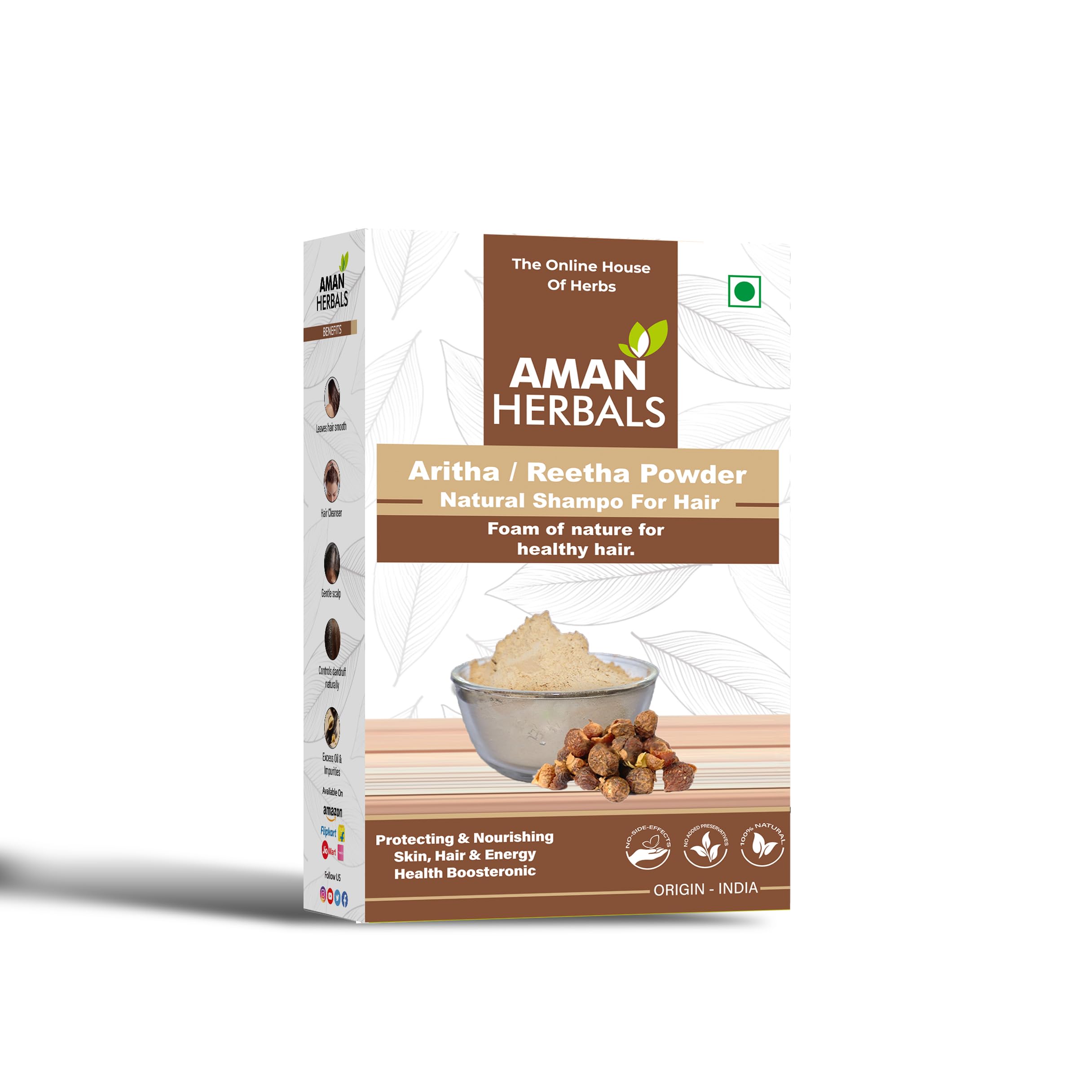 Herbals Reetha Powder for Hair Wash | Areetha Powder Natural Cleanser for Strong, Shiny & Dandruff Free Hair