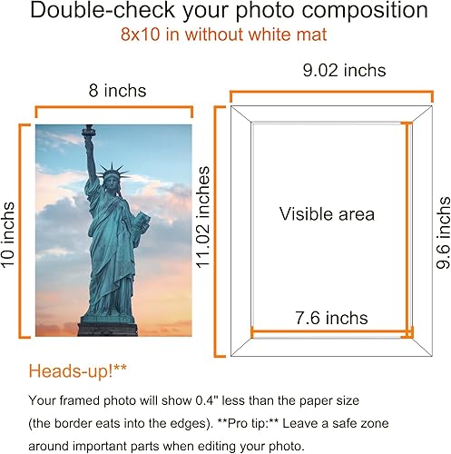 Miniatura 6 de Juego de 6 portarretratos de madera natural de 8 x 10 pulgadas, para fotos de 5 x 7 pulgadas con paspartú o de 8 x 10 pulgadas sin paspartú