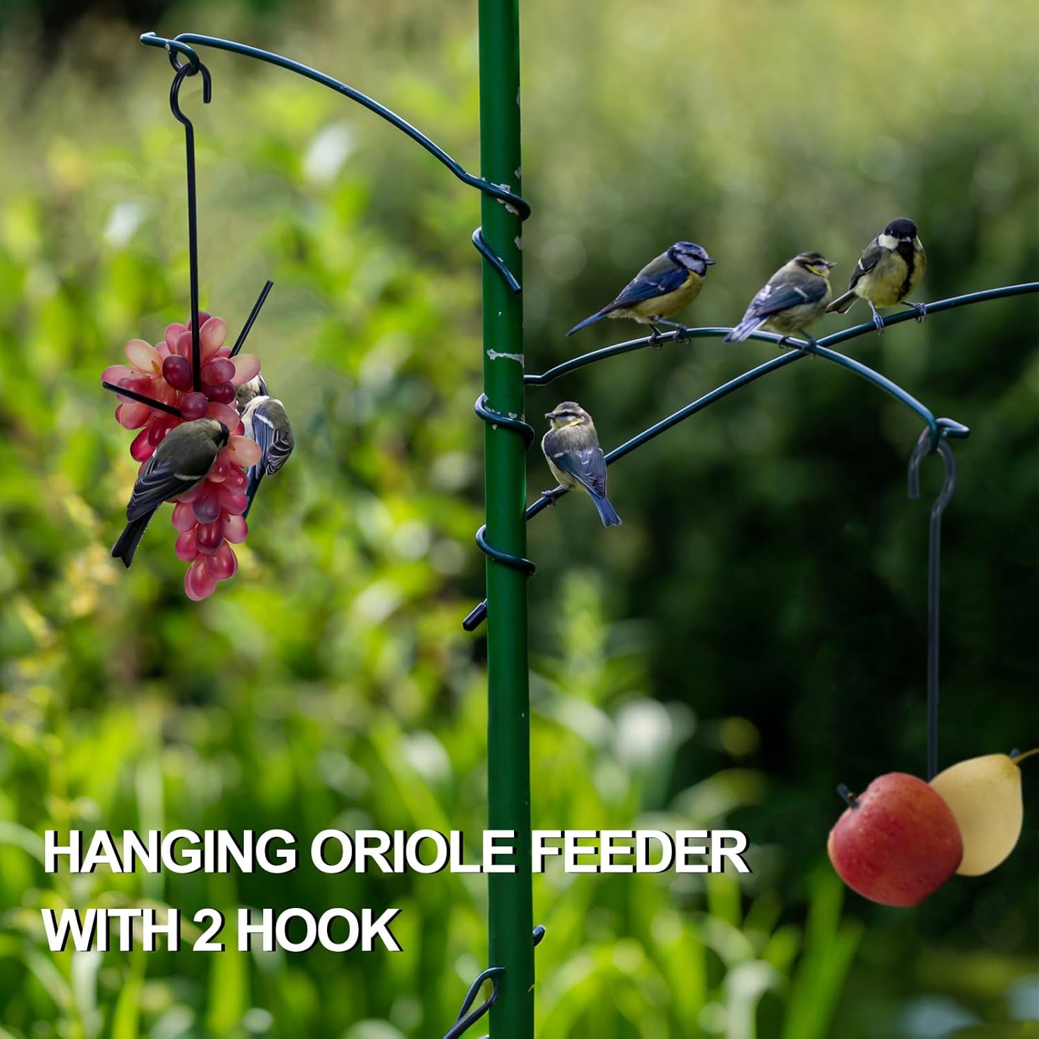 Zonon 2 Pcs Oriole Bird Feeder Hanging Orange Fruit Bird Feeder with Hook Black Fruit Holder for Outdoors Garden Patio (2 Prongs)