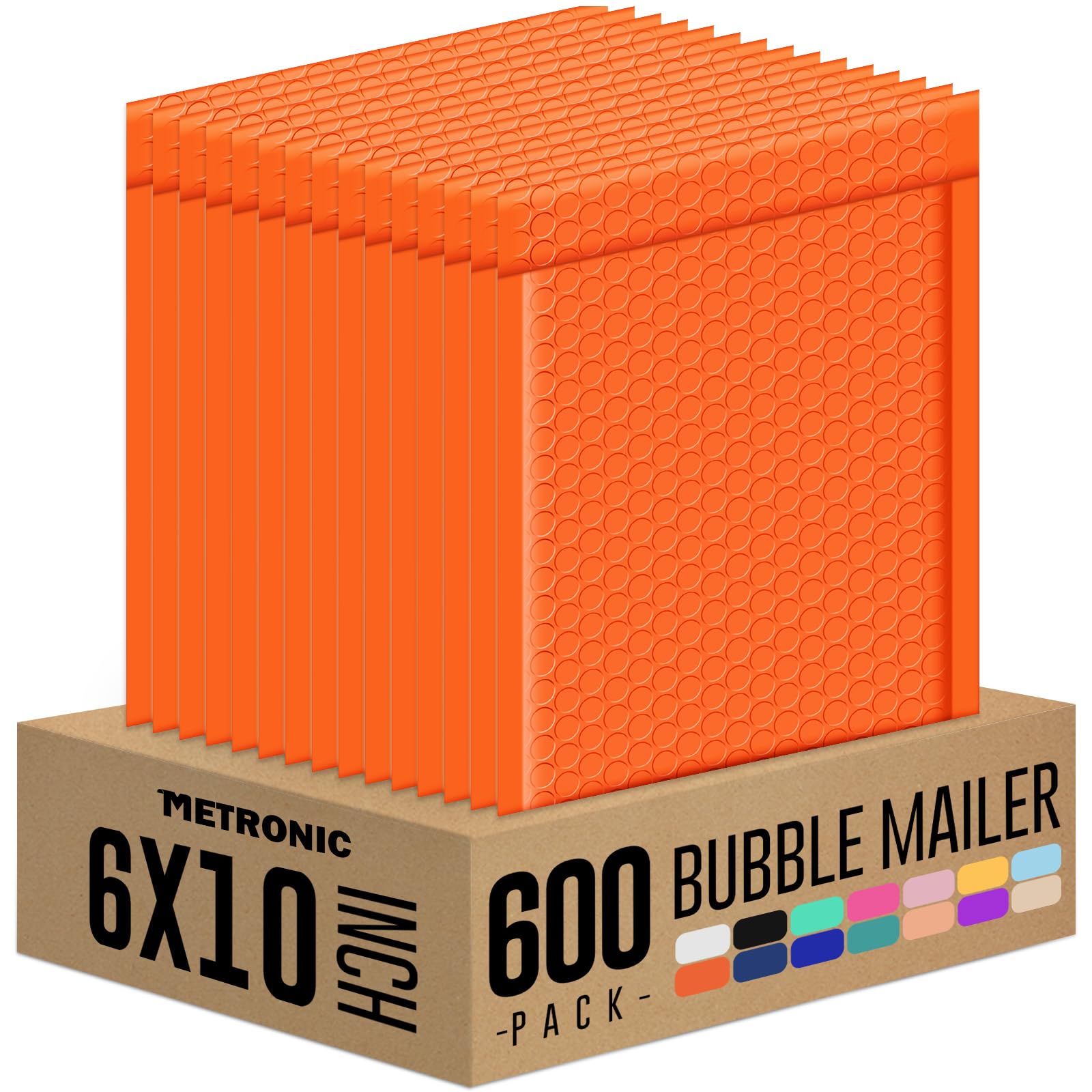 Metronic Bubble Mailers 6x10 Inch 600 Pack, Bubble Envelopes Orange Bulk #0
