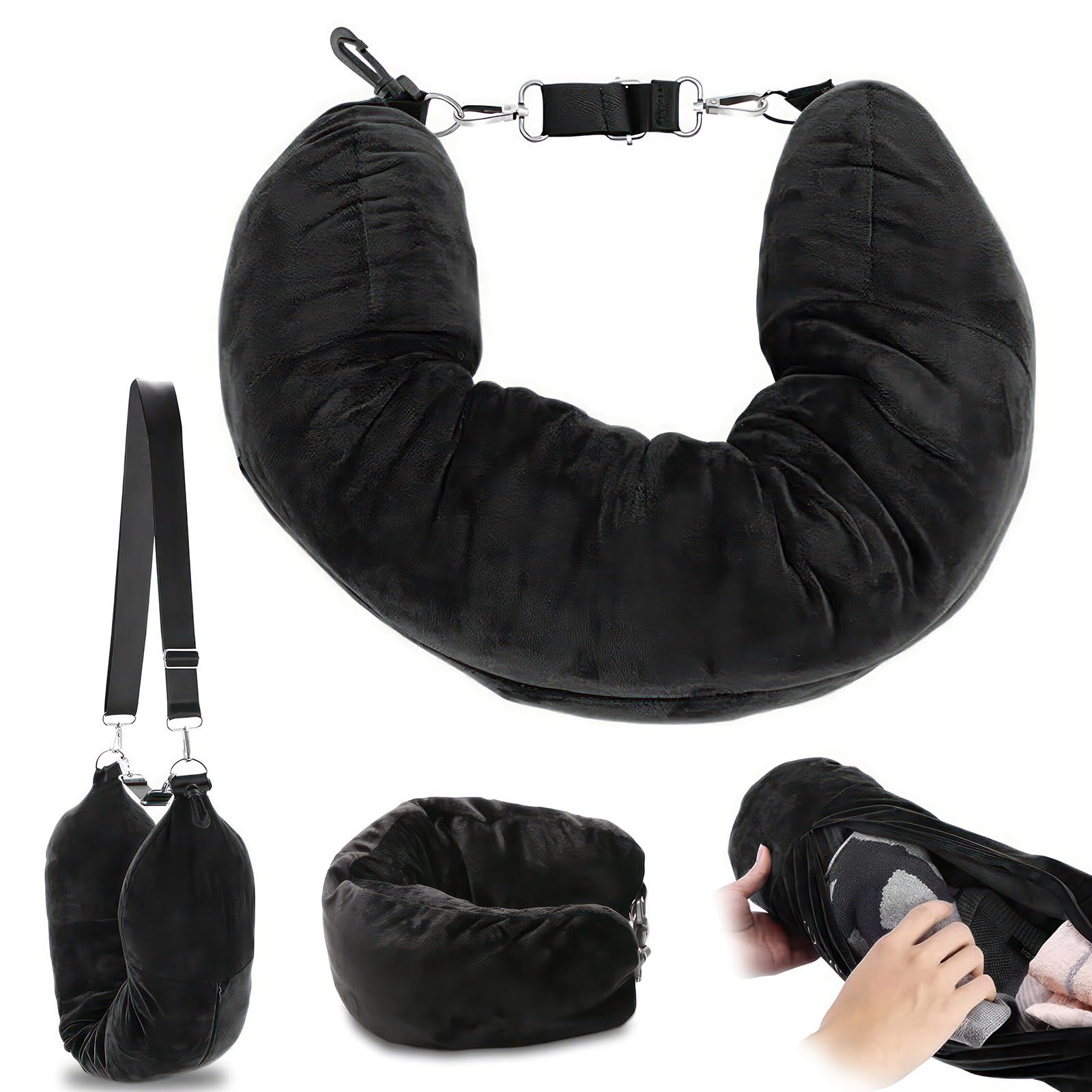 FORNORM Stuffable Neck Pillow for Travel, U Shaped Stuffable Travel Pillow for Extra Luggage, Multifunctional Travel Neck Pillow Stuff with Clothes for Traveling by Car or Plane(No Filler)