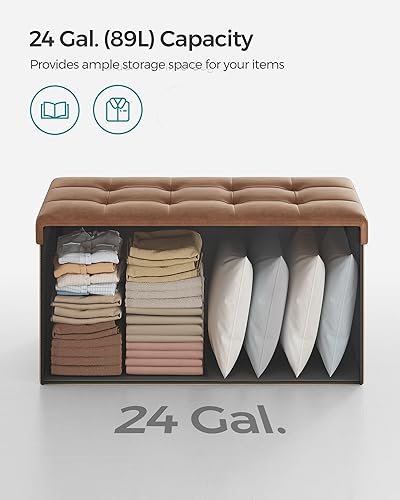 Miniatura 5 de SONGMICS MAZIE Collection - Banco otomano de almacenamiento de 30 pulgadas con tapa abatible, reposapiés de almacenamiento, carga de 660 libras,