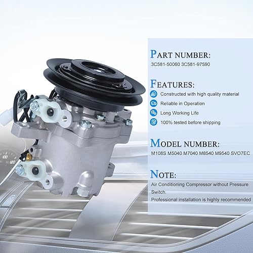 Miniatura 2 de PANGOLIN Compresor de aire acondicionado M108S M5040 M7040 SVO7E Compresor de CA para Kubota M8540 M9540 Tractor Aire Acondicionado Compresor