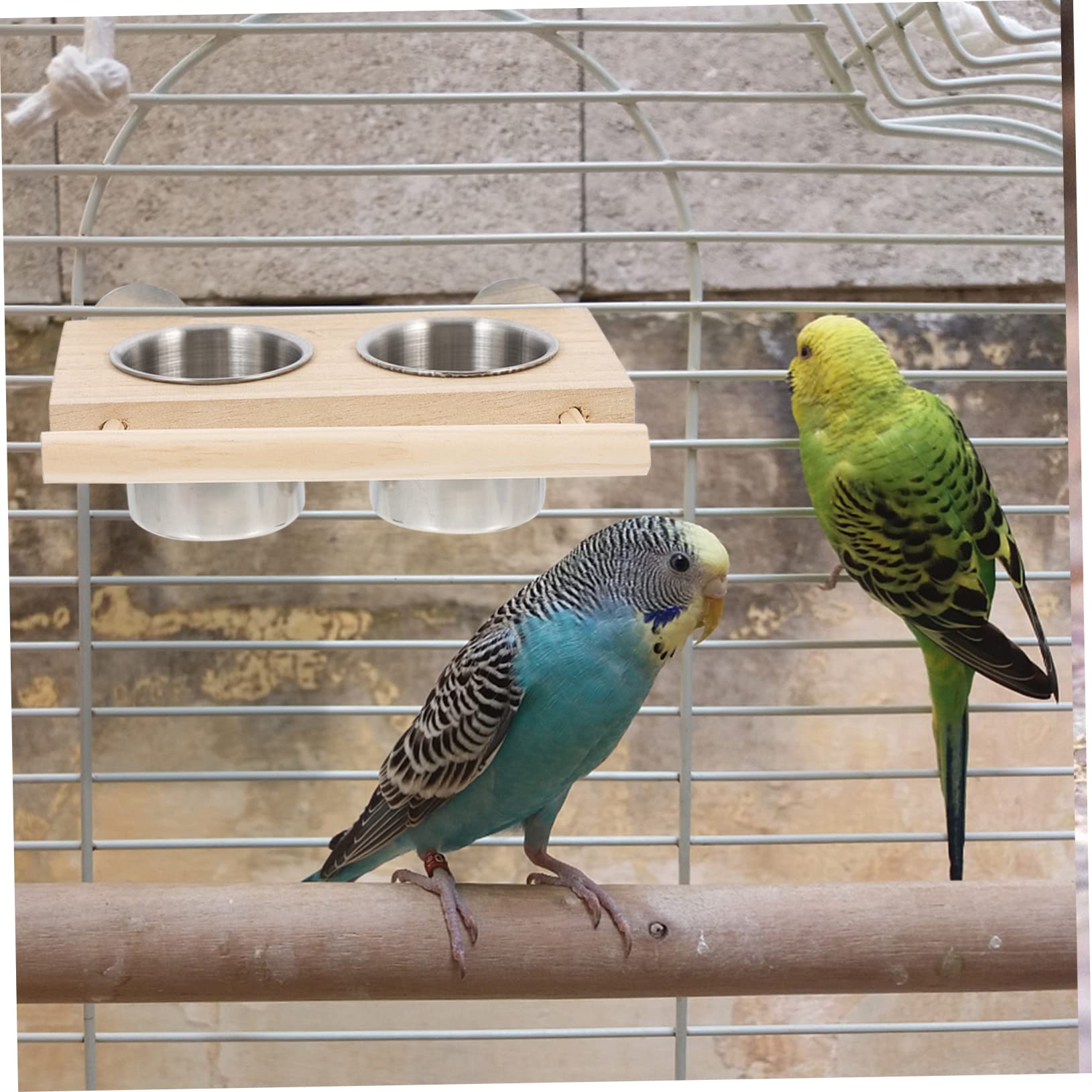 Angoily 2sets Mangiatoia Per Uccelli Con Doppia Ciotola Inossidabile Alimentatore Per Pappagalli Pappagallini e Altri Uccelli Facile Da Riempire e Pulire Design Creativo e Pratico Colore
