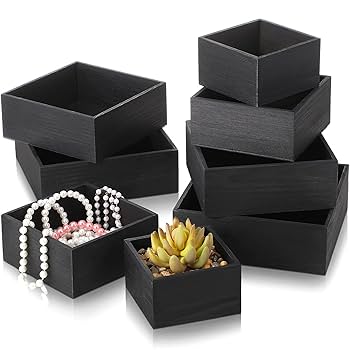Amazon.com: Jetec 8 Pcs Black Rustic Wooden Storage Box 7''6