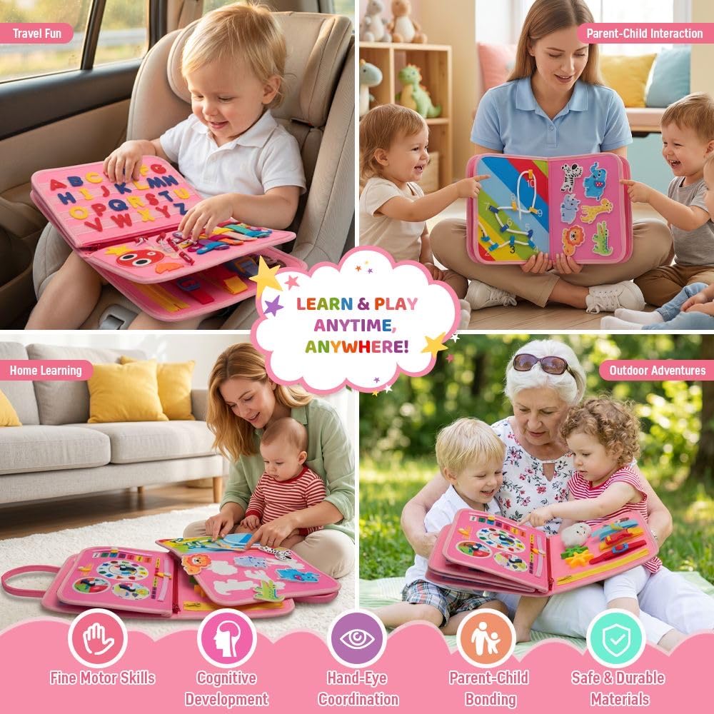 Tweens Montessori Busy Board for Toddlers, 8 Pages Preschool Busy Book - Image 4