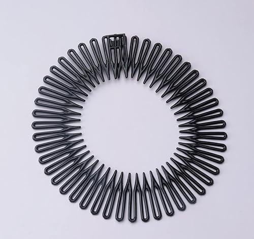 Miniatura 4 de 4 piezas de peine elástico circular de plástico negro marrón círculo primavera diadema flexible soporte para el cabello peine para mujeres niñas