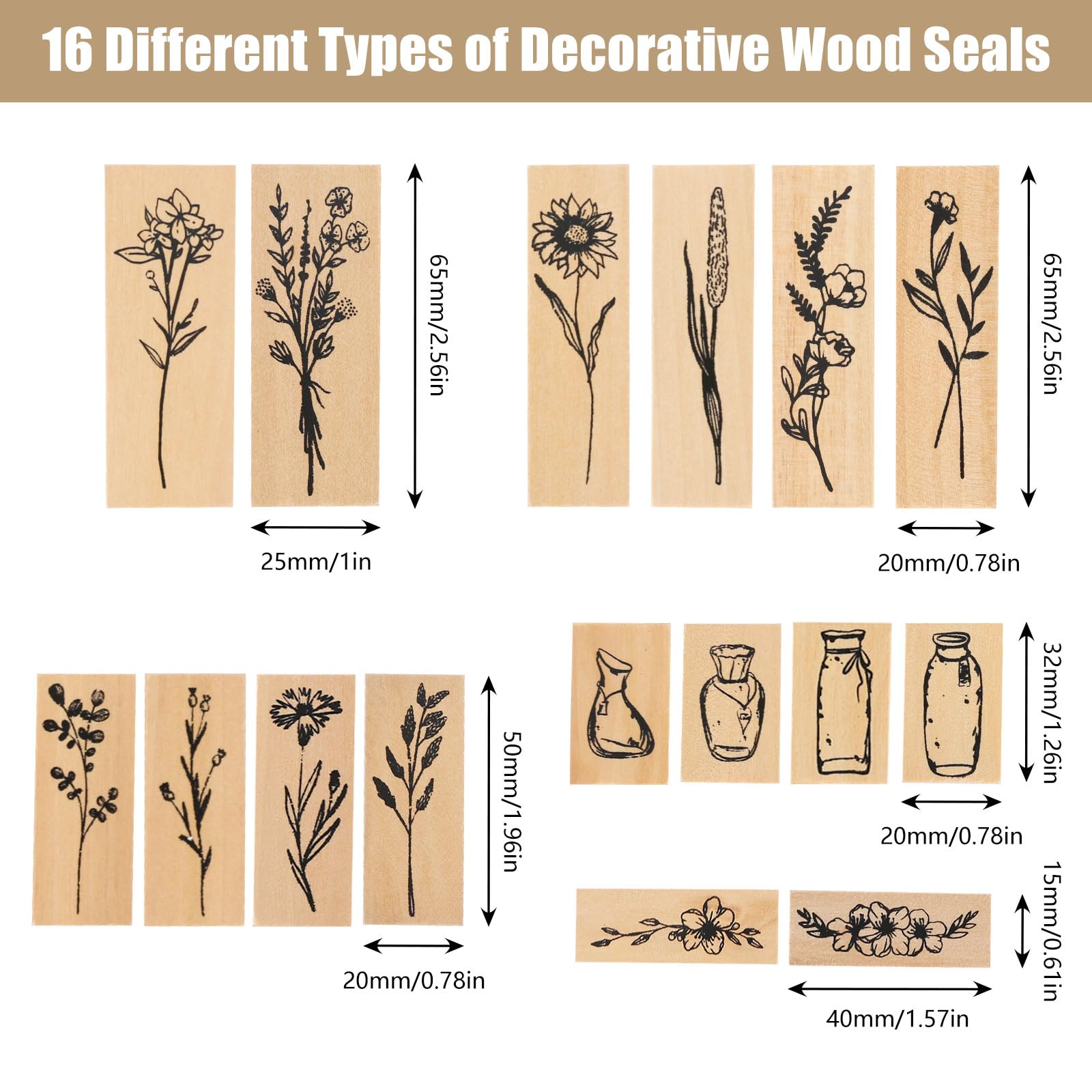 Tampon Motif Plante, Set De 20 Tampons Métal à Fleurs, Acier Au Carbone