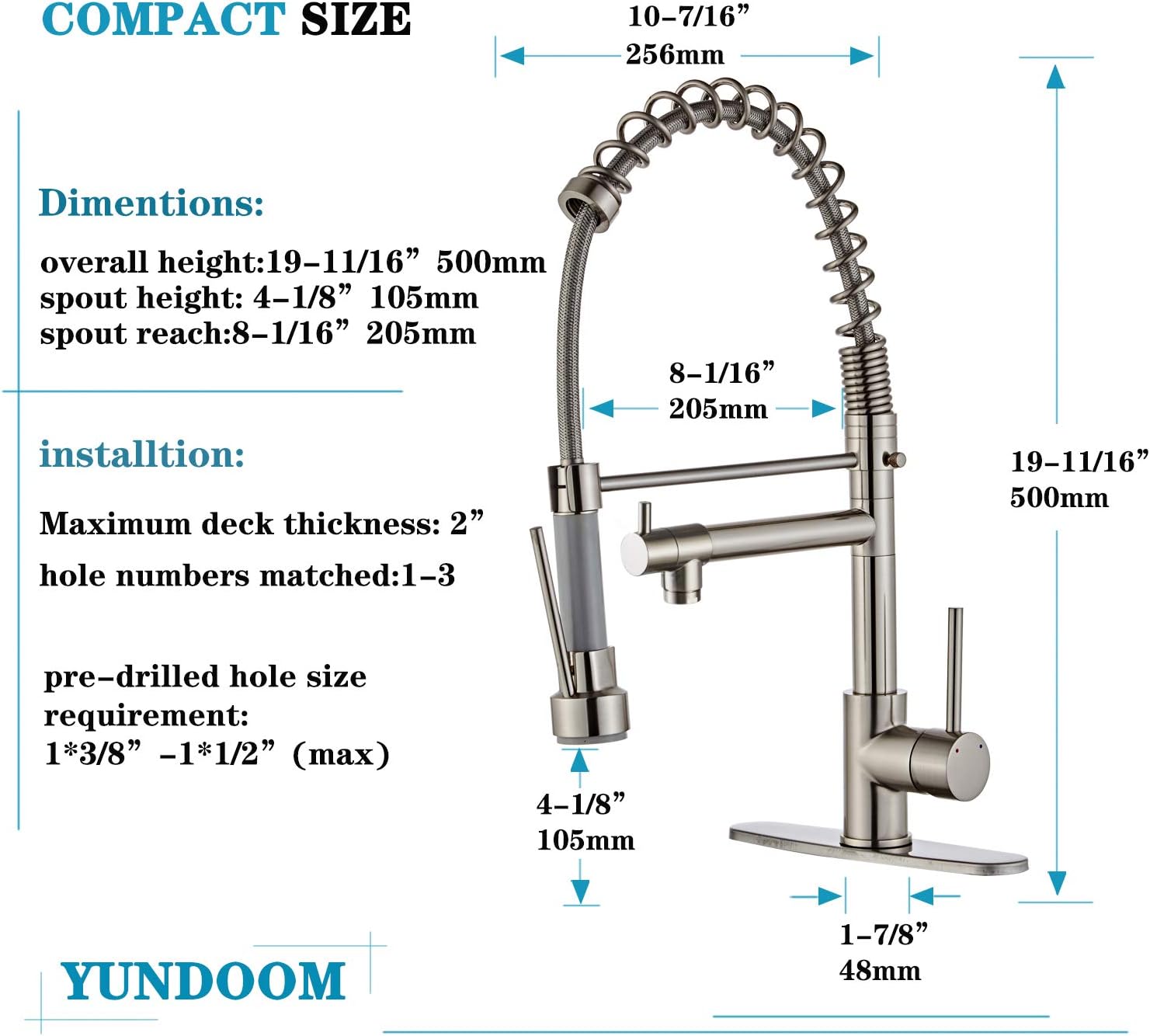 Black Friday - 50% OFF Kitchen Faucet with Pull Down Sprayer, YUNDOOM Kitchen Sink Faucets with Two Handles & High Arc, Brushed Nickel Pull Out Copper Single Level Solid Brass Kitchen Faucets for Sinks Exclusive Kitchen Faucet with Pull Down Sprayer, YUNDOOM Kitchen Sink Faucets with Two Handles & High Arc, Brushed Nickel Pull Out Copper Single Level Solid Brass Kitchen Faucets for Sinks