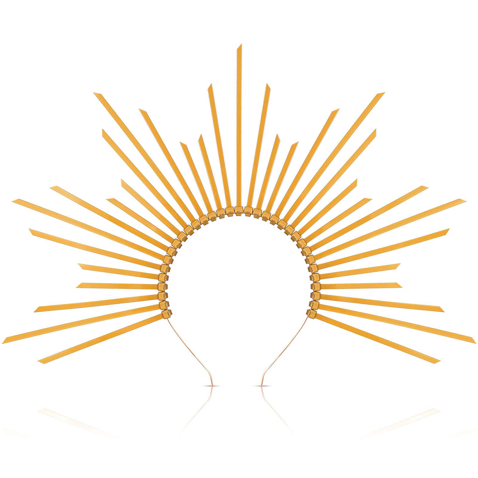 Geosar Tocado Dorado para Princesa DIY Diadema con Corona Tiara de Novia Diadema Dorada con Cremallera y Corbata para Disfraz Halloween