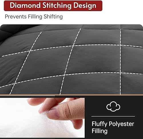 Miniatura 238 de MUXHOMO Juego de edredón Queen de 7 piezas, cama reversible en una bolsa, tamaño Queen, juego de ropa de cama para todas las estaciones con edredón