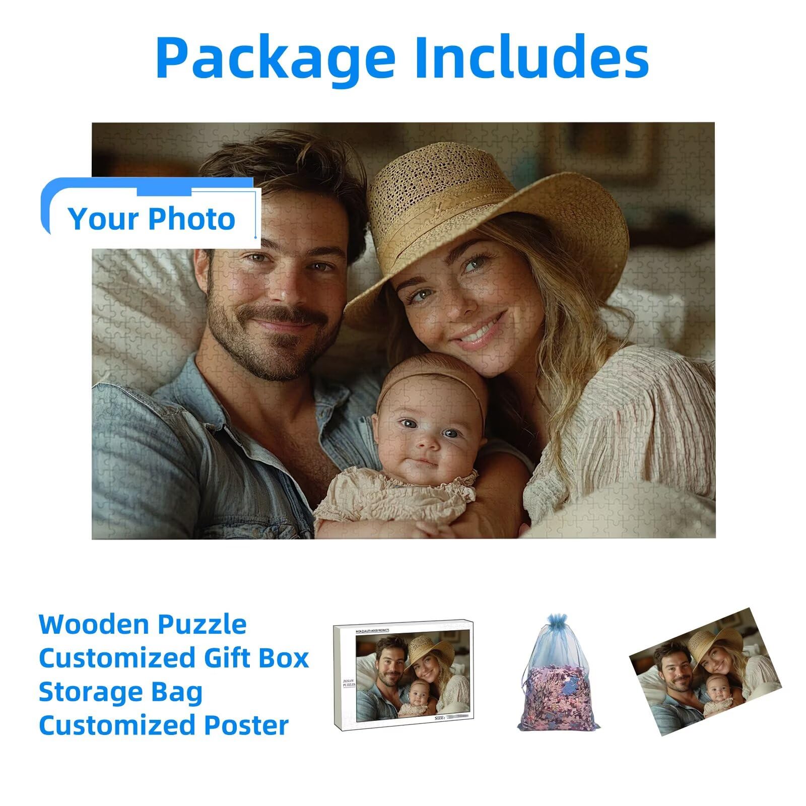 Puzzle Personalizado con Foto, Puzzle Personalizado 3000 Piezas, Regalos Originales para Mujer y Hombre, Rompecabezas de Madera Personalizable con Propia Imagen, Regalos para Amigos, Familiares C-70