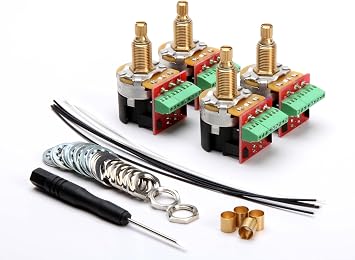 ToneShaper Solderless CTS Push/Pull Pot, 500K Audio Taper, DPDT, with Screwdriver and Hardware Kit, 1/4 Inch Shaft for Guitar Electronics