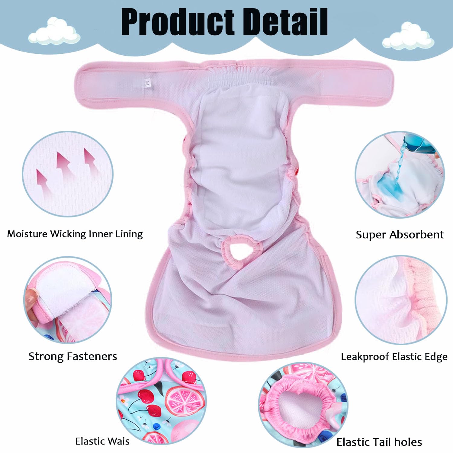 Reusable Female Dog Diapers 3 Pack,Washable Period Pants for Dogs In Heat Incontinence & Post-Surgery,Anti-Leak, Breathable - Image 3