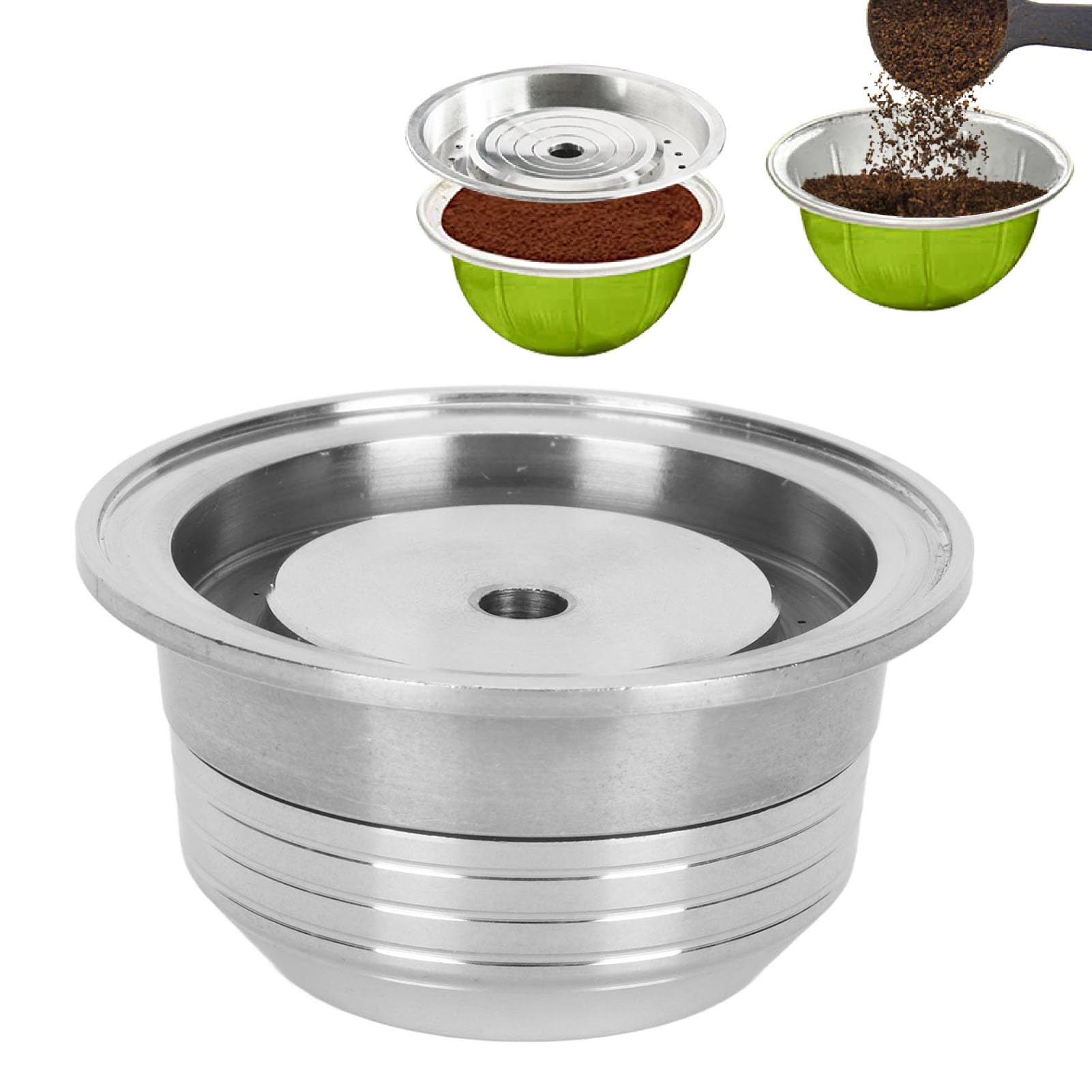 Cápsula de café Reutilizable, Tapas de Cápsulas de café Recargables Reciclables con Cuchara para Hacer café