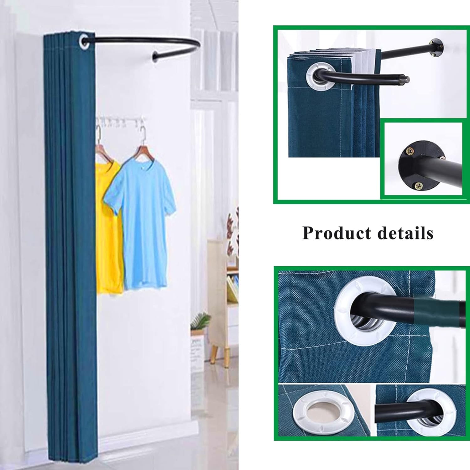 Clothing Store Fitting Room,U-Dressing Room,portable Simple Mobile Changing Room High Shading Rate Curtain Kit,Area Metal Track Locker Room For Shopping Malls,for Office Outdoor Activity And The Mall