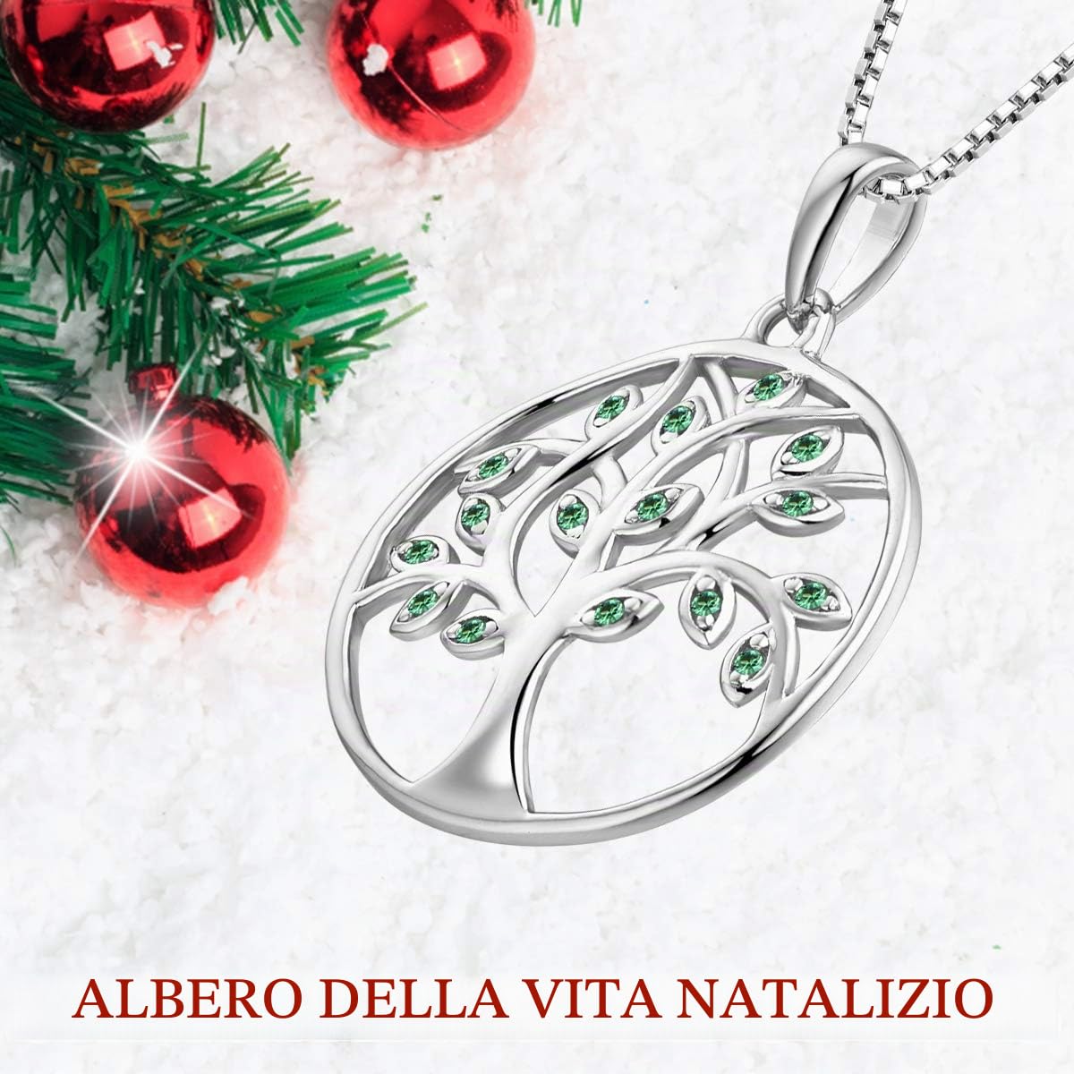 YL Collana albero della vita Collana con ciondolo albero genealogico in argento 925 per donna
