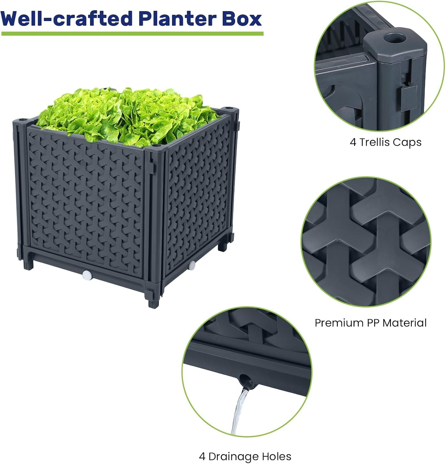 LINEX Raised Garden Bed Planter Box with Extra 1-Layer Trellis, 41.3” Tomato Planters for Climbing Plants Vegetable Vine Flowers Outdoor