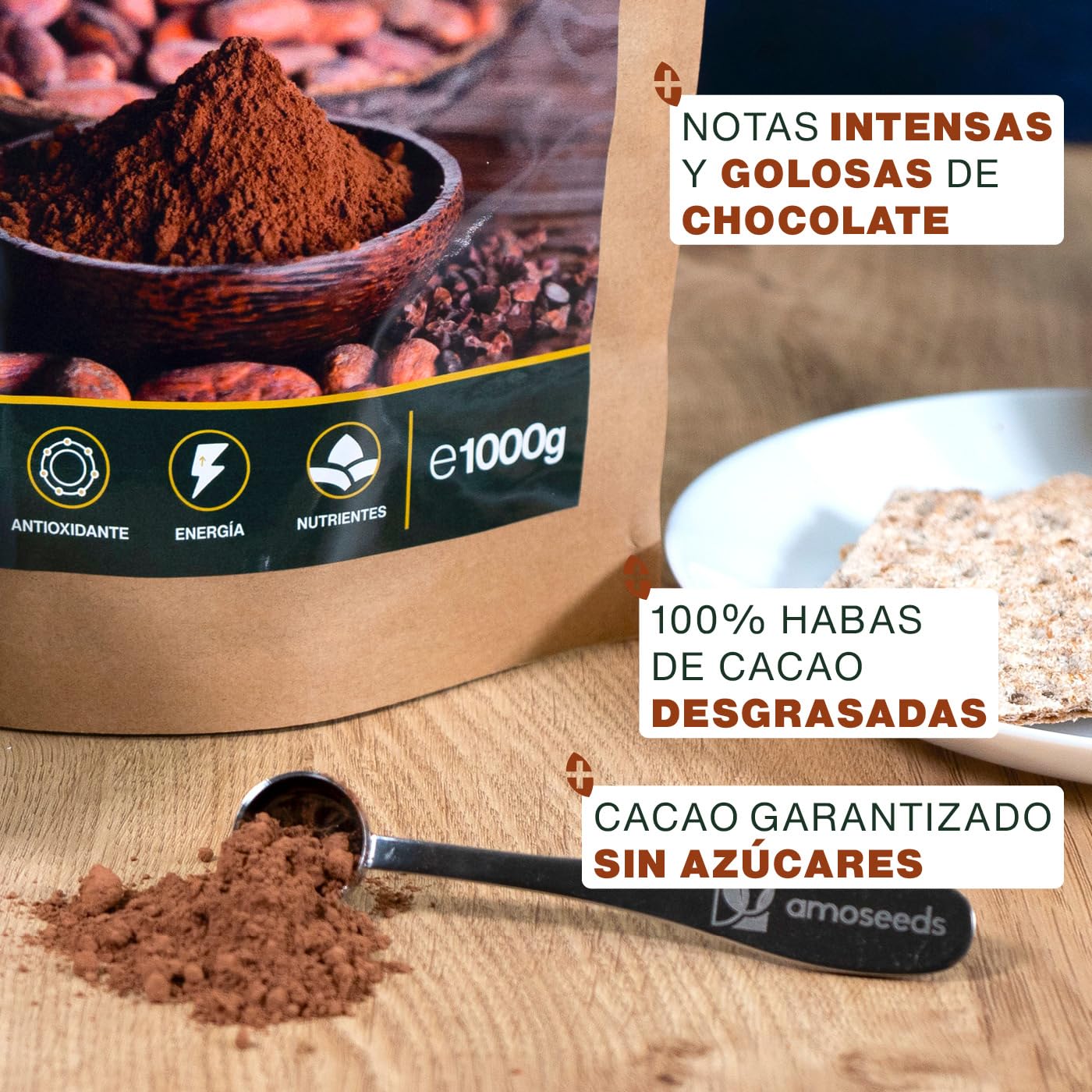 Cacao sin Azúcares en polvo BIO | 100% Puro y Natural | Habas de Cacao desgrasadas Orgánicas | Intenso sabor a chocolate | Primera Calidad