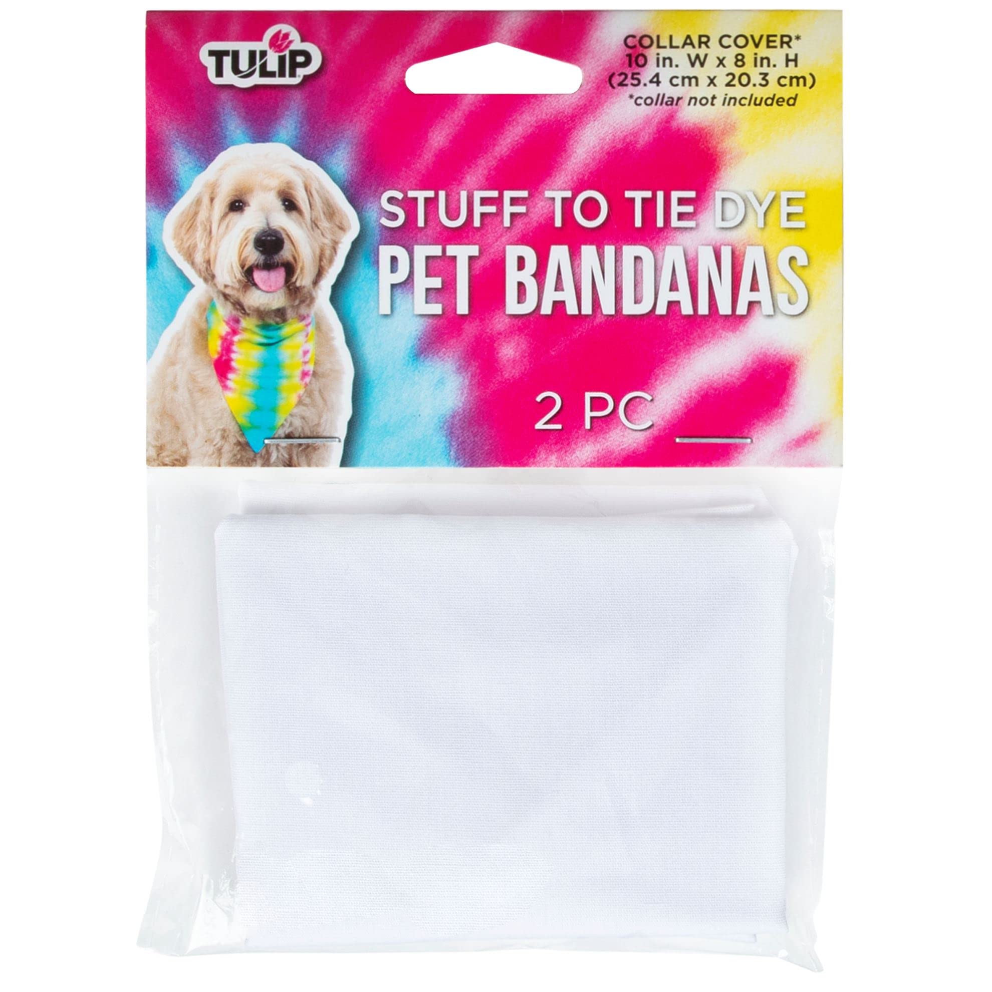 Tulip Pet Bandana One Size, Ideal for Tie-dye or Fabric Paint, 2-Pack