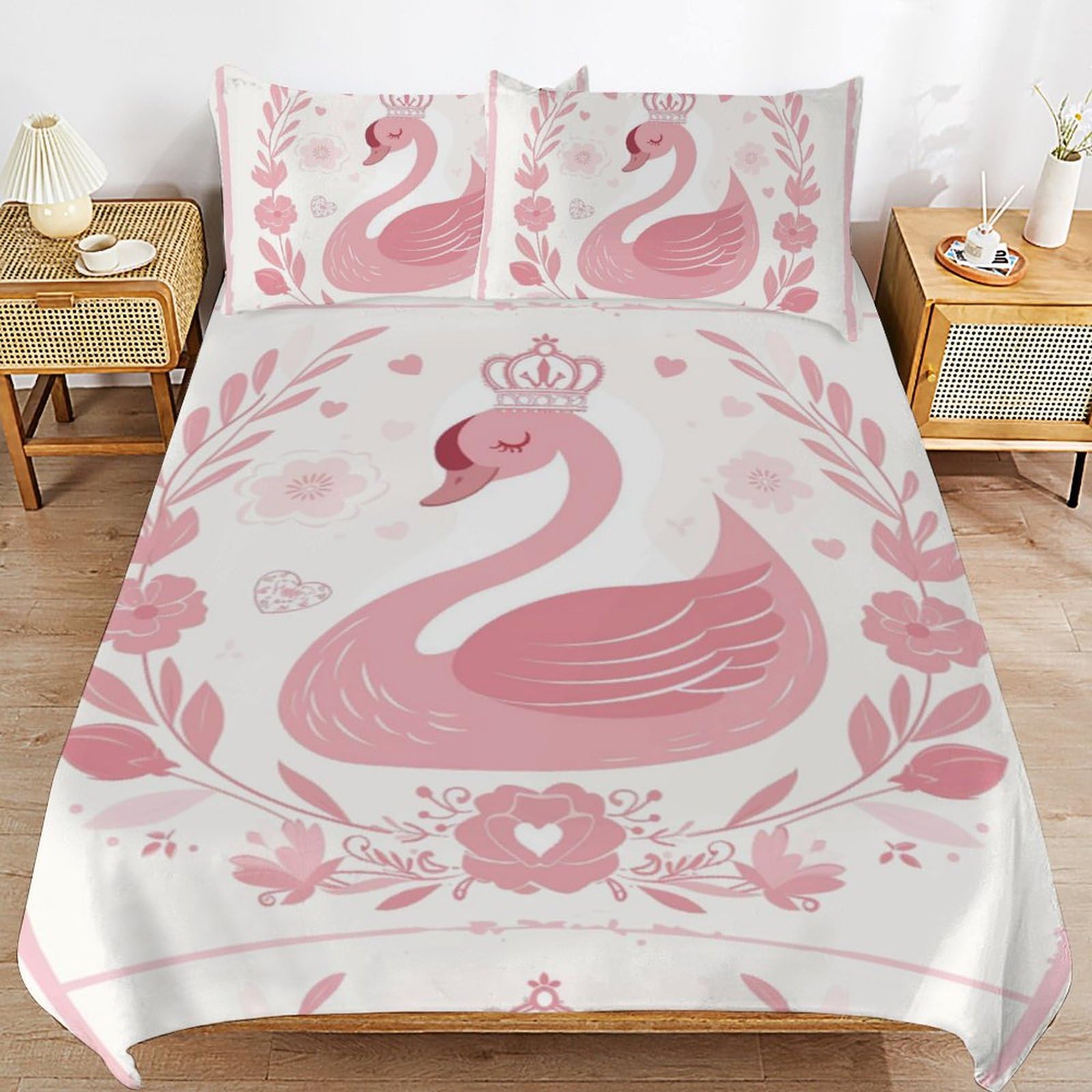 Funda nórdica de cisne 3D con acabados de alta costura para cama de 135 x 200 cm