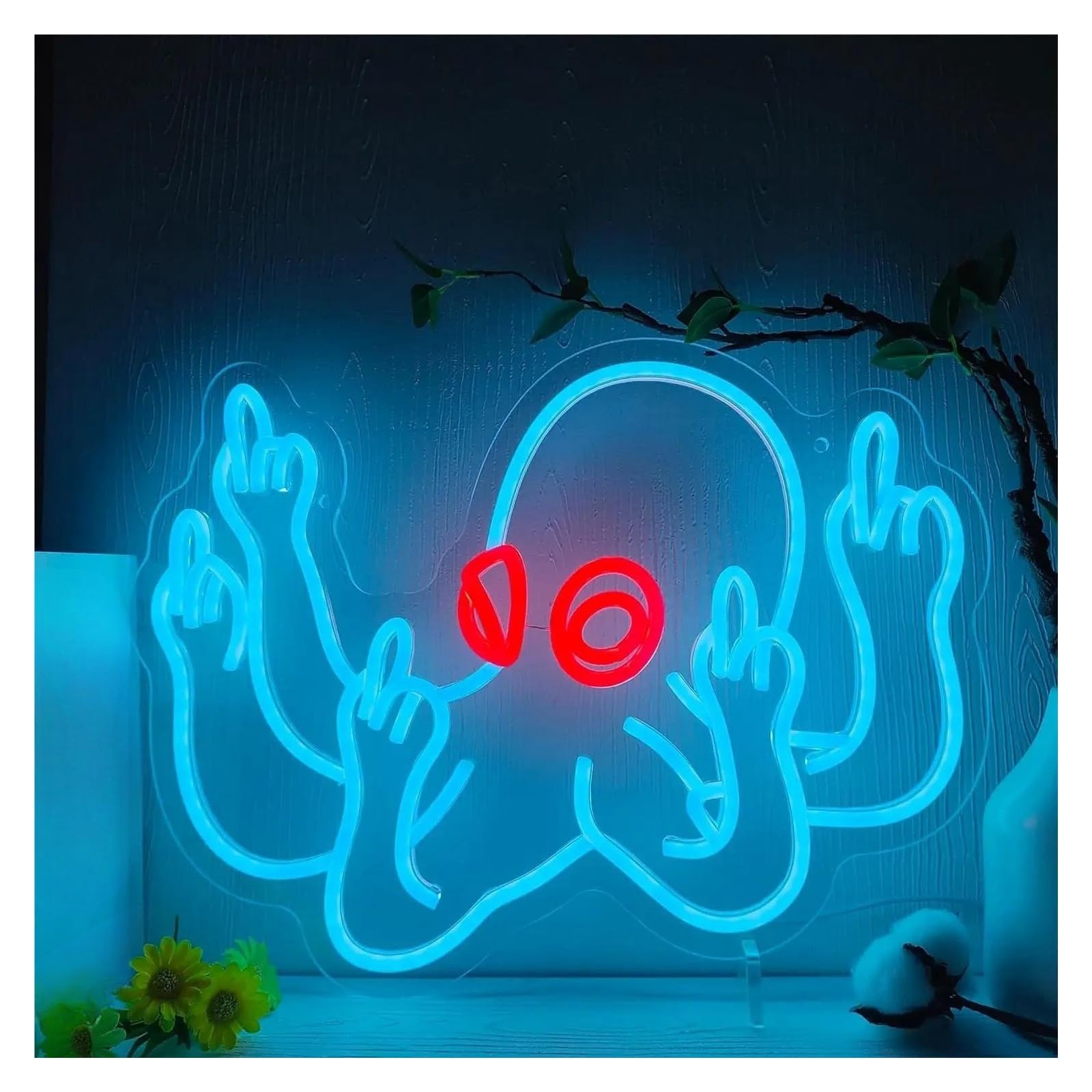 SHOUXI Sign Lamp Octopus Neon Sign Light Dimmable USB Powered for Kids Bedroom Play Room Seafood Restaurant Wall Decor 39.5cmx29.4cm