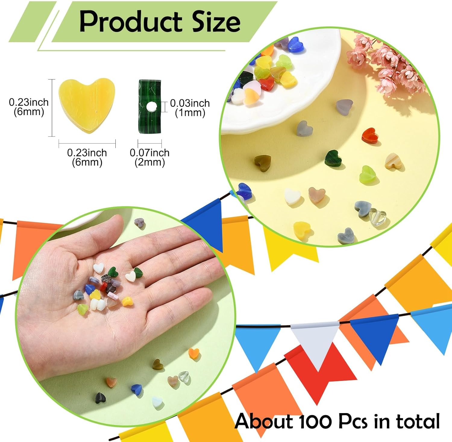 KitBeads 100pcs Random Lampwork Heart Beads Colorful Romantic Heart Beads Tiny Heart Shaped Beads for Jewelry Making Bracelets Necklace Crafts Bulk - Image 2