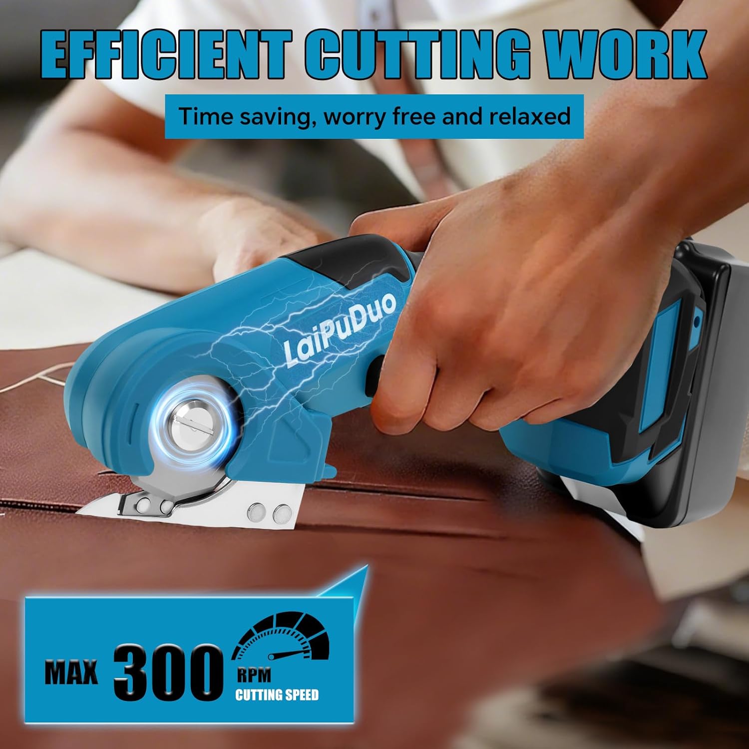 Cordless Electric Scissors Compatible with Makita 18V Battery, Fabric Cutter with 300RPM Max Speed and 6mm（0.24in）Max Cutting Thickness, Multi Box Cutter for Cardboard, Cloth, Leather, Carpet