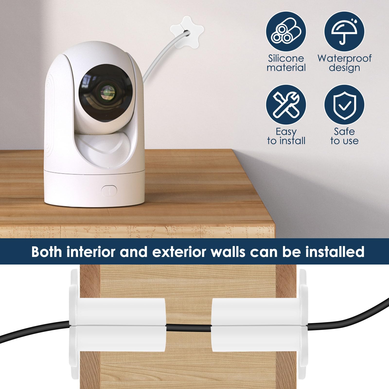Cables de paso de pared de silicona 16 mm para exterior blanco