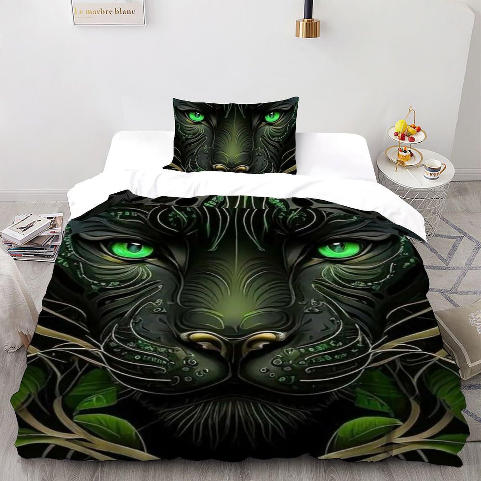 Housse de couette microfibre panthère noire haute qualité 135x200
