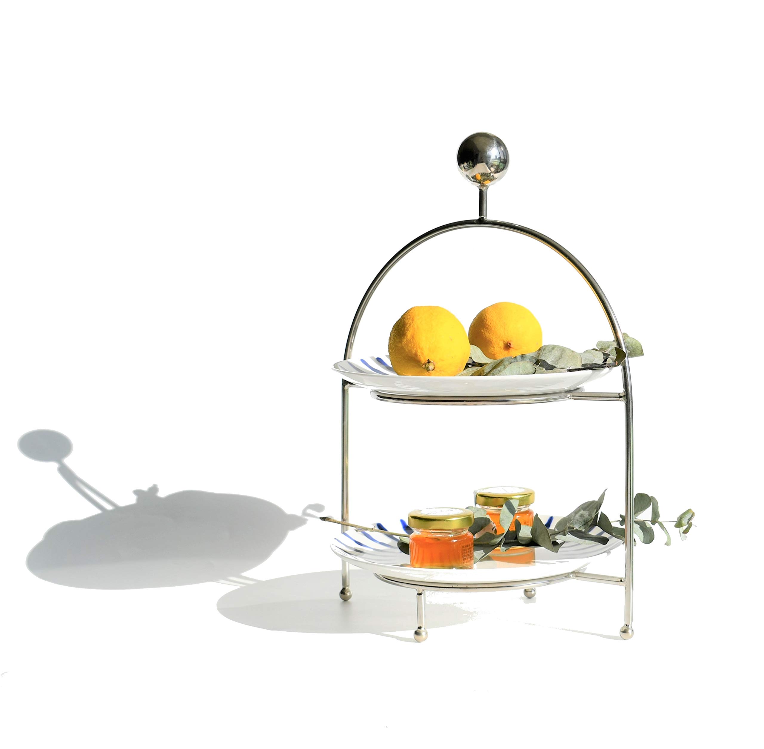 Présentoir à 2 étages Queen Ann argenté idéal pour le tea time chic