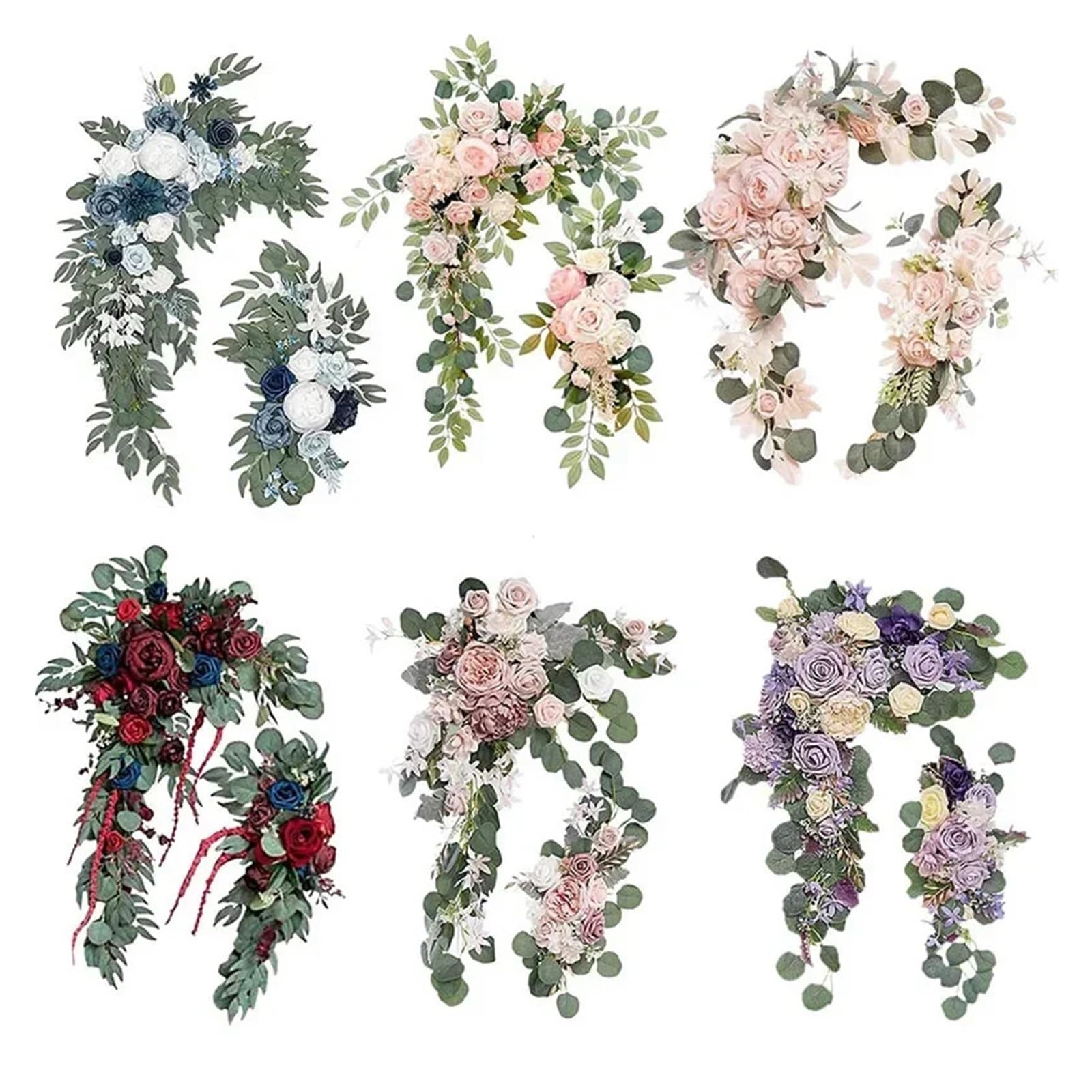 Künstliche Blumenranken 2-teiliges Künstliches Hochzeitsbogen-Blumen-Set, Hochzeitsblumen, Girlanden Frühling(Blue)