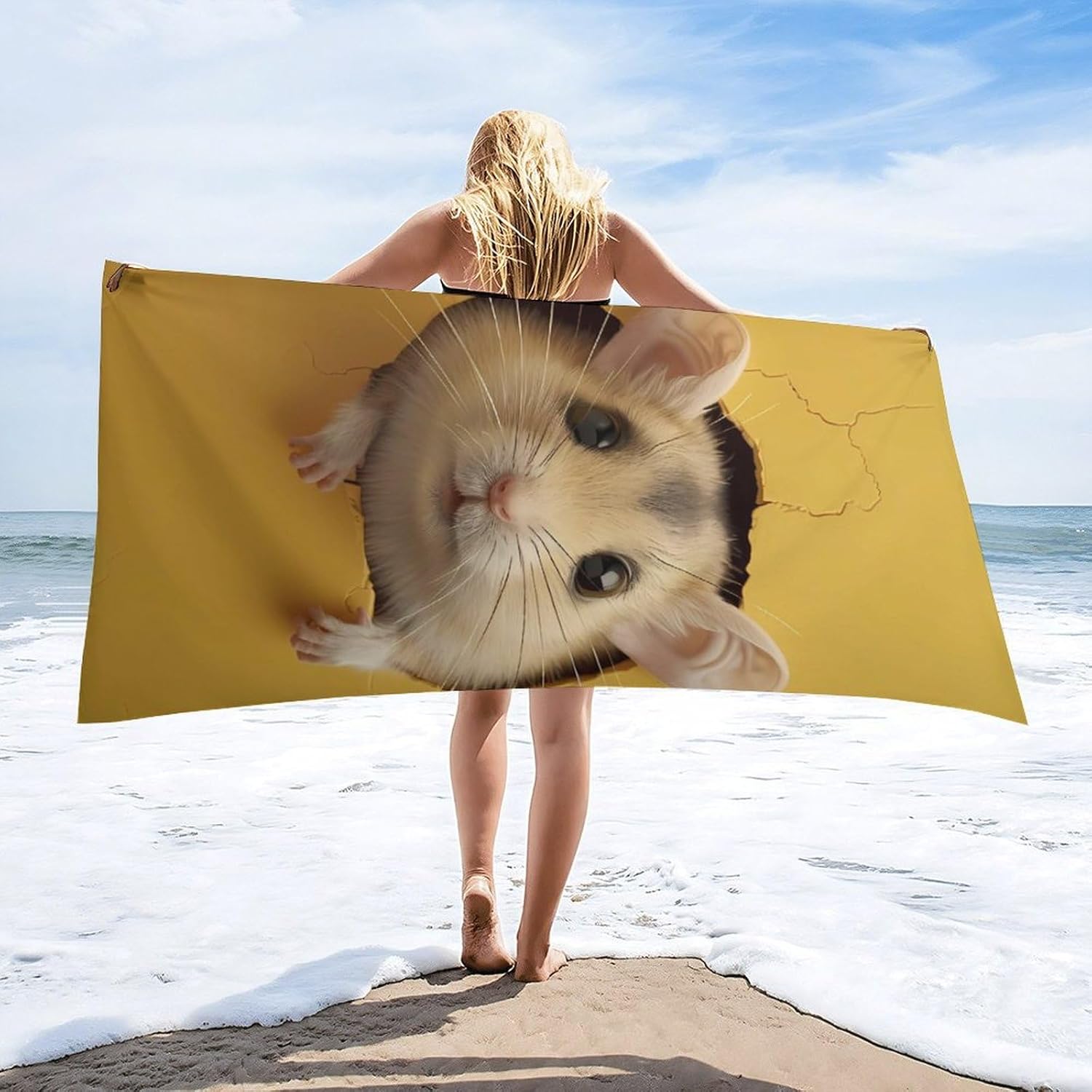 3D Hamster Bath Towel Beach Towels Quick Dry Oversized Bath Blanket Highly Absorbent Towel for Women Men 160x80cm