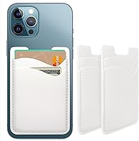 Vista 1 de Tarjetero de cuero para teléfono, soporte elástico para tarjetas de crédito para funda de teléfono, paquete de 2 unidades, color blanco