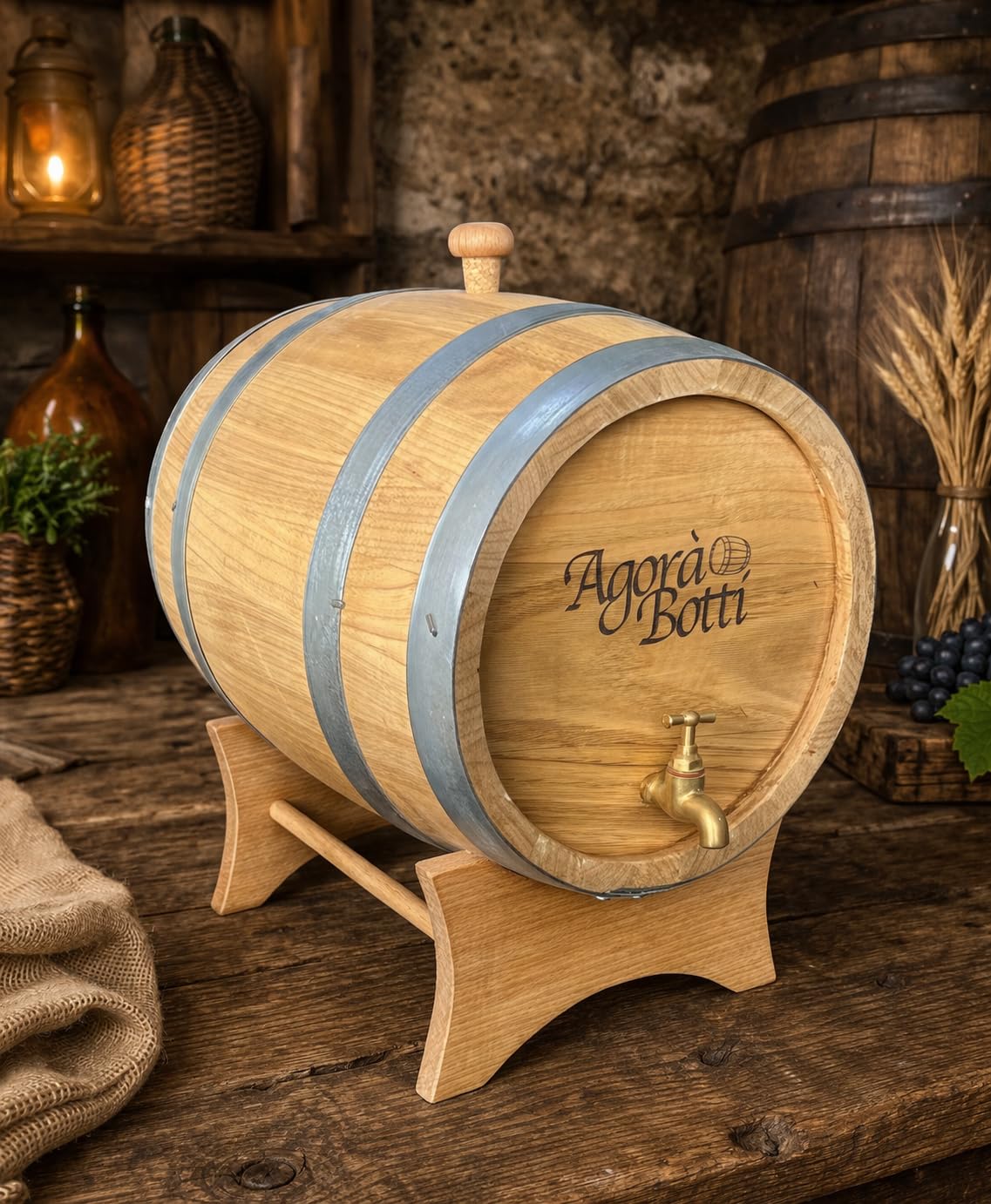 Barril de castaño de 10 litros con Grifo de latón