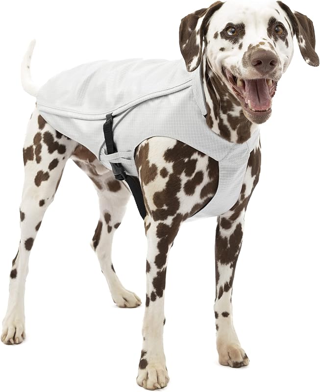 Kurgo Halifax Chubasquero para Perros, Chubasquero Impermeable para Perros, Poncho para Mascotas, Reflectante, Abertura para Correa, Hebillas de liberación rápida (Blanco Tormentoso, Mediano)