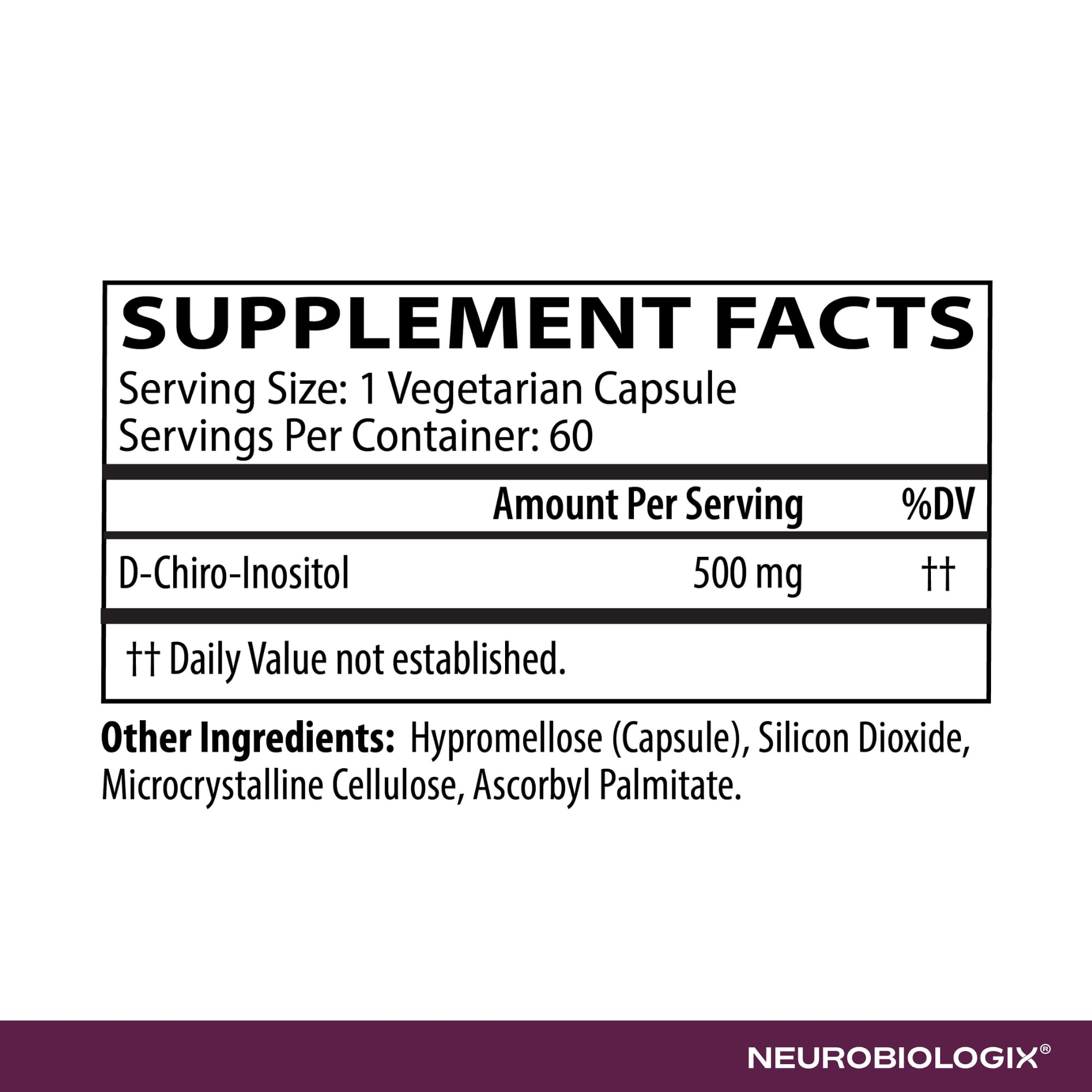 Neurobiologix D-Chiro Inositol 500mg Supplement, 60 Vegetable Capsules — Amazon image 4