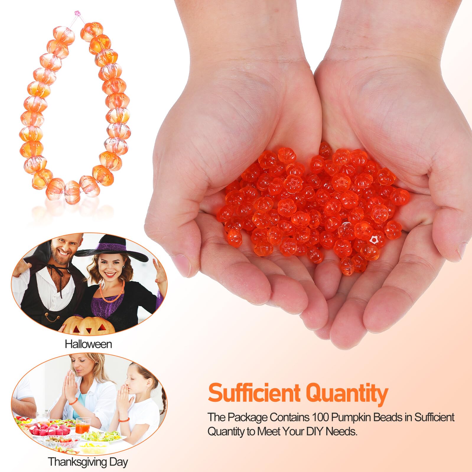 jojofuny 400 Pezzi Perline Zucca Lisce per Bracciali e Collane Materiale DIY per Gioielli Facilitato per Creazioni Artigianali Halloween e Ringraziamento