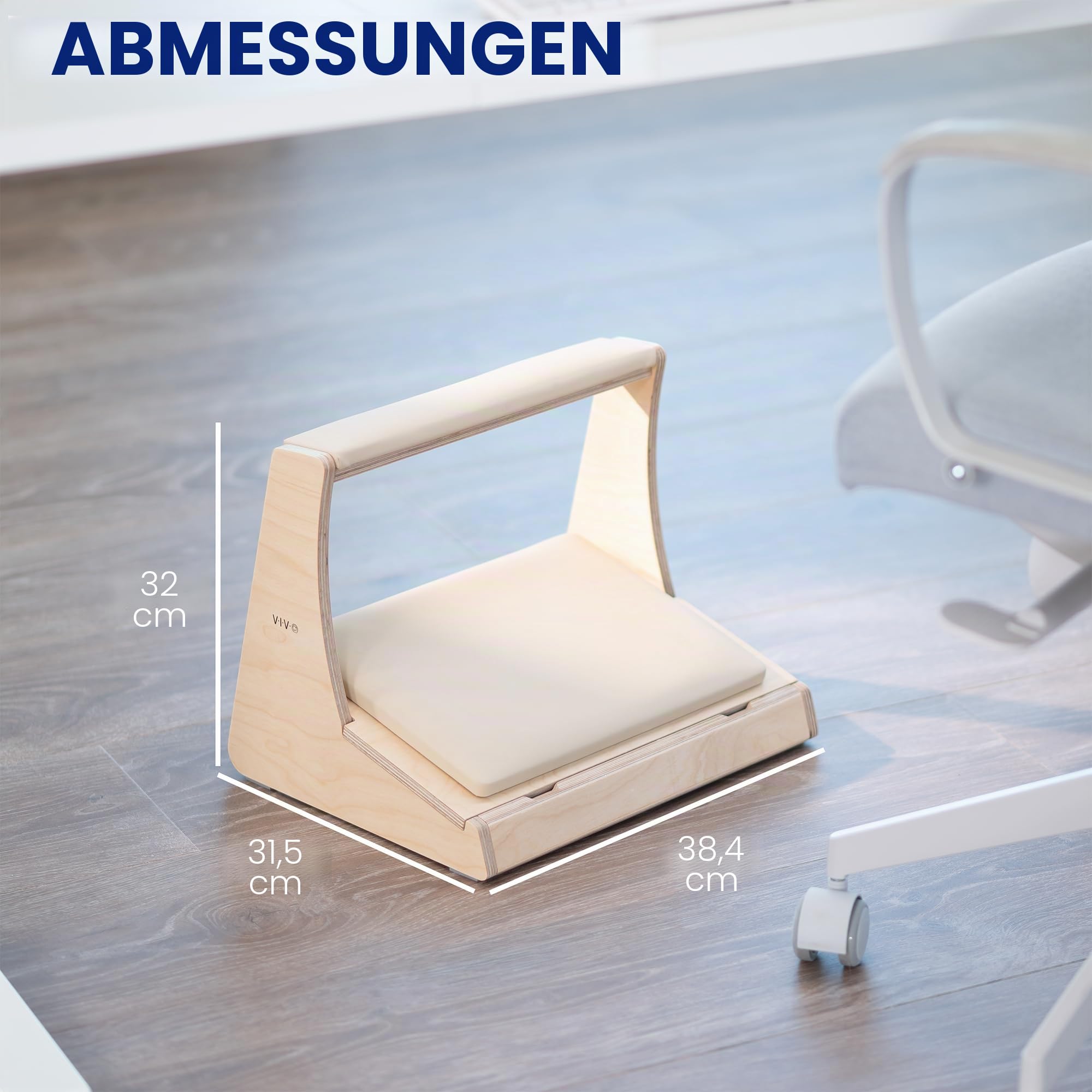 VIVO Fußstütze unter dem Schreibtisch mit verstecktem Staufach für Schuhe, neigbare Plattform und Beinstütze mit Dicker Polsterung, helles Holz, STAND-FT03