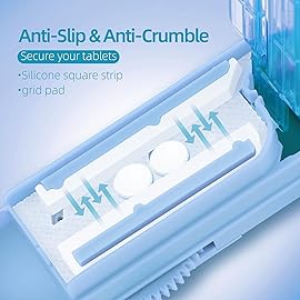 DUBSTAR Pill Cutter and Splitter for Small, Tiny, and Large Pills, Adjustable with Centering Device and Blade Guard (Blue)